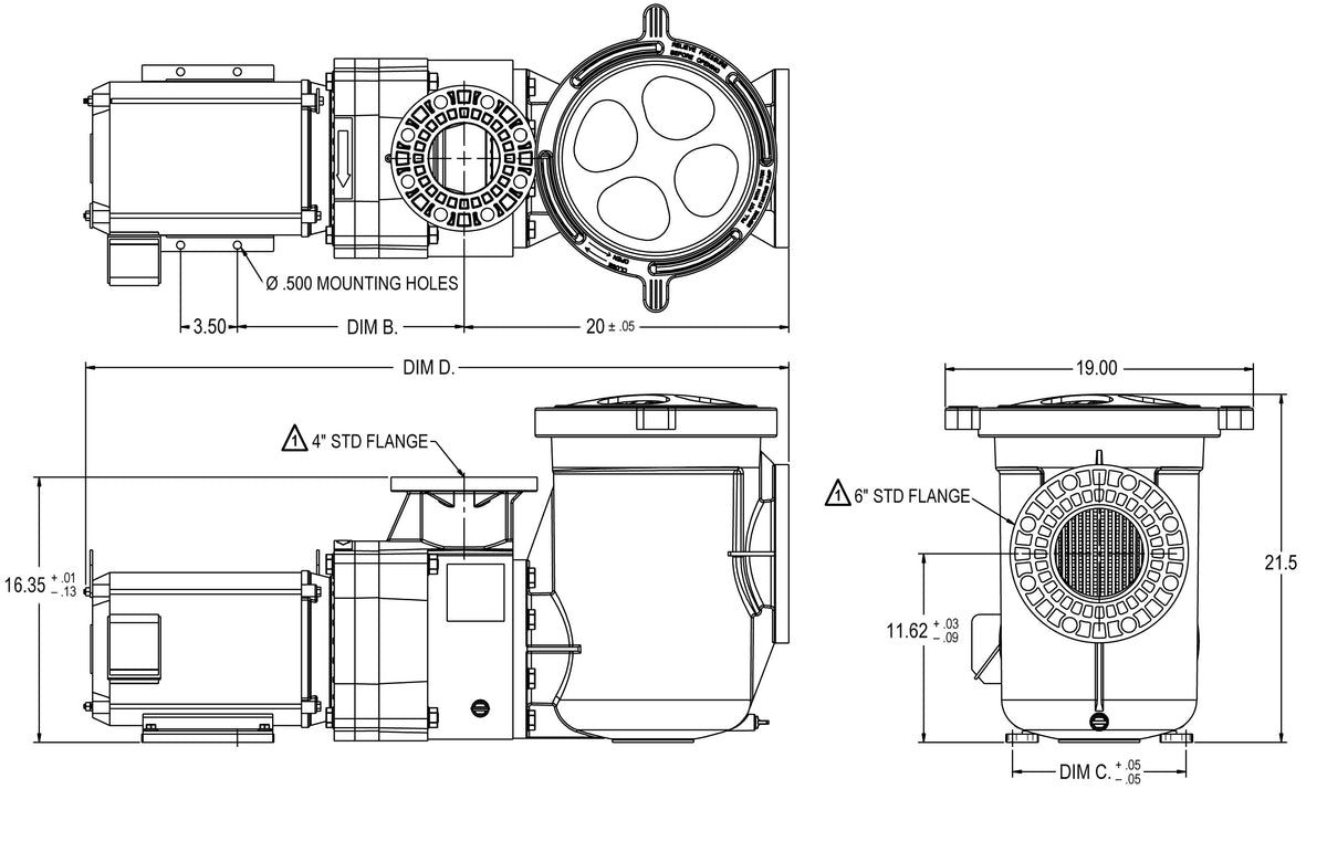 Pentair EQ Series 340606 EQ Series 3 Phase TEFC Super-Duty Commercial Pump with Strainer, 10 HP, 208-230 per - view 3