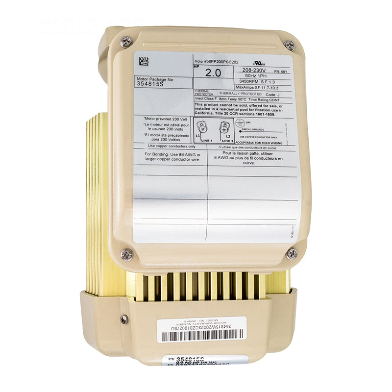 Pentair WhisperFlo SuperFlo TEFC Motor 2HP 230V Almond 354815S - view 2
