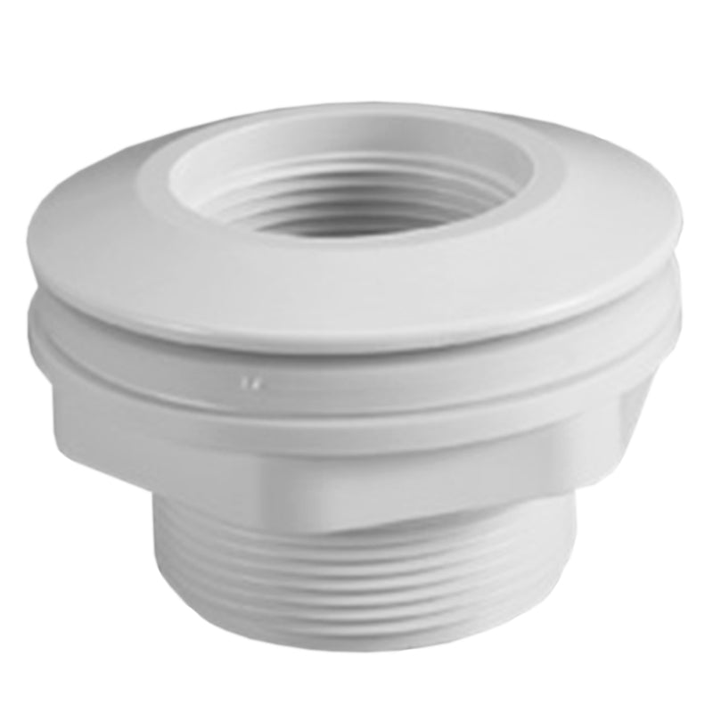 Pentair Return Fittings, Long Body, 1-1/2" Threaded x 1-1/2" Socket, Spacer/Locknut, White, Fiberglass - 542411