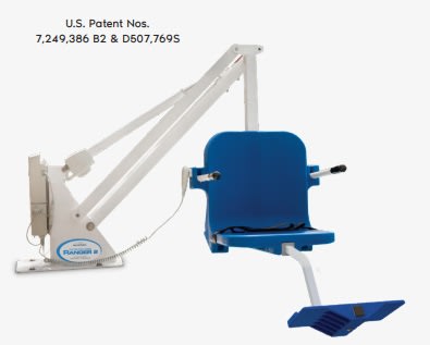 Aqua Creek Ranger 2 Ada Lift 350 Lbs Capacity White/Blue Seat No Anchor | F-RNGR2