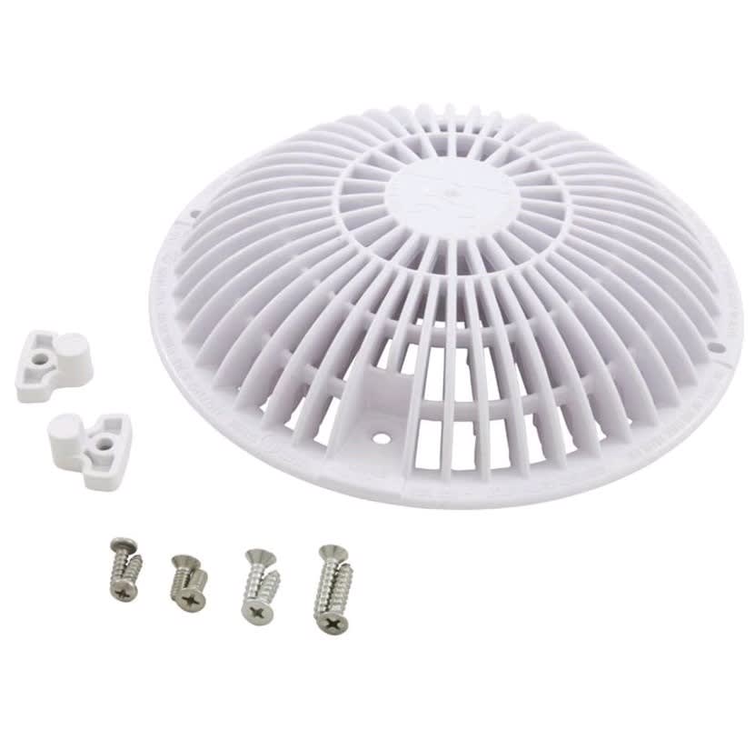 AquaStar 8" Round Retrofit MoFlow Suction Outlet Cover with Screw and Bushing Kit, White | R8MF101
