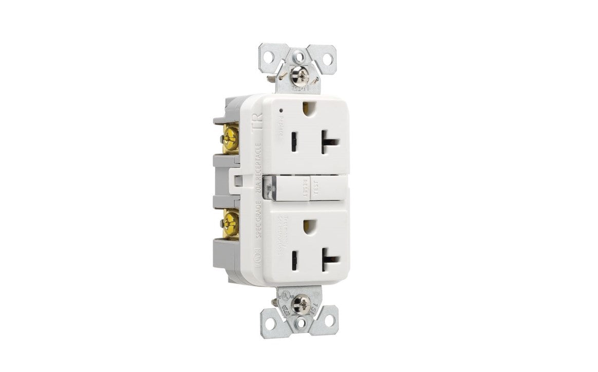 Eaton Tamper Resistant GFCI No Plate 20A White Slim Self Test - TRGF20W