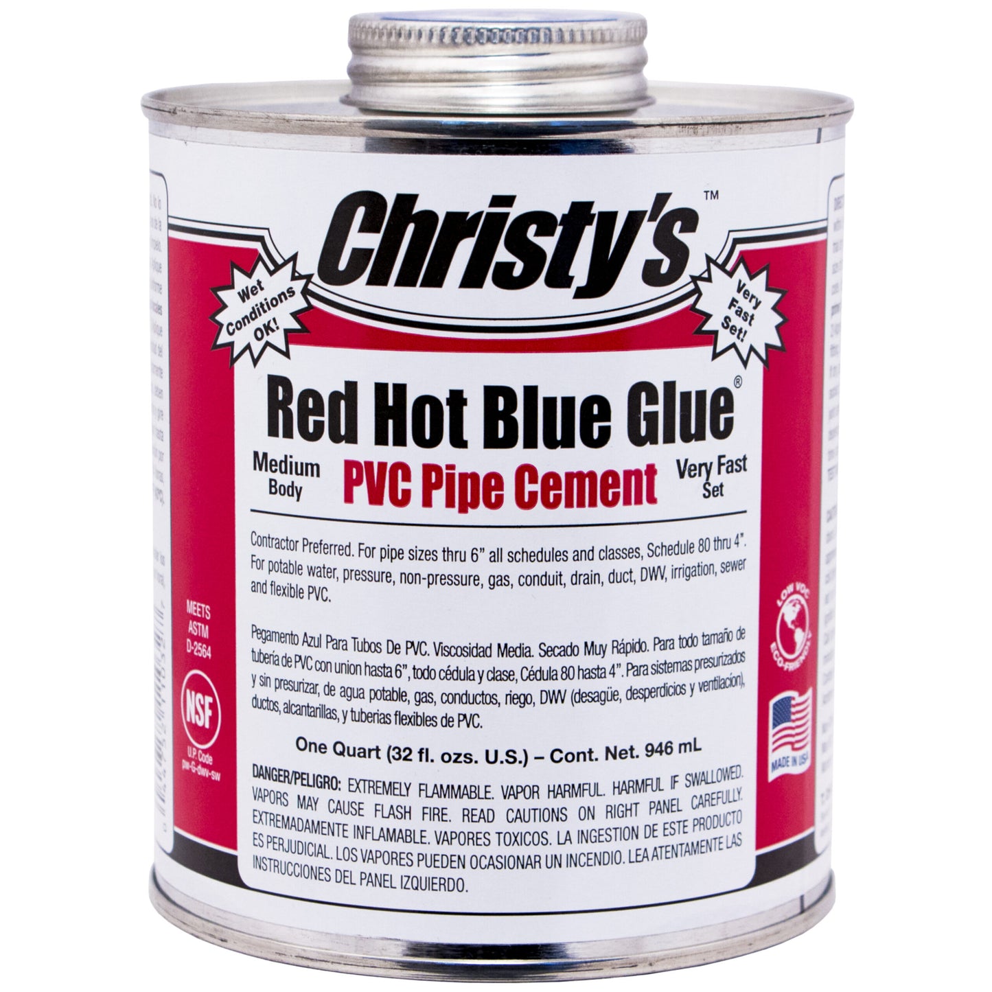 Christy Cement PVC Red Hot Blue Quart | CSTRHRHBVQT