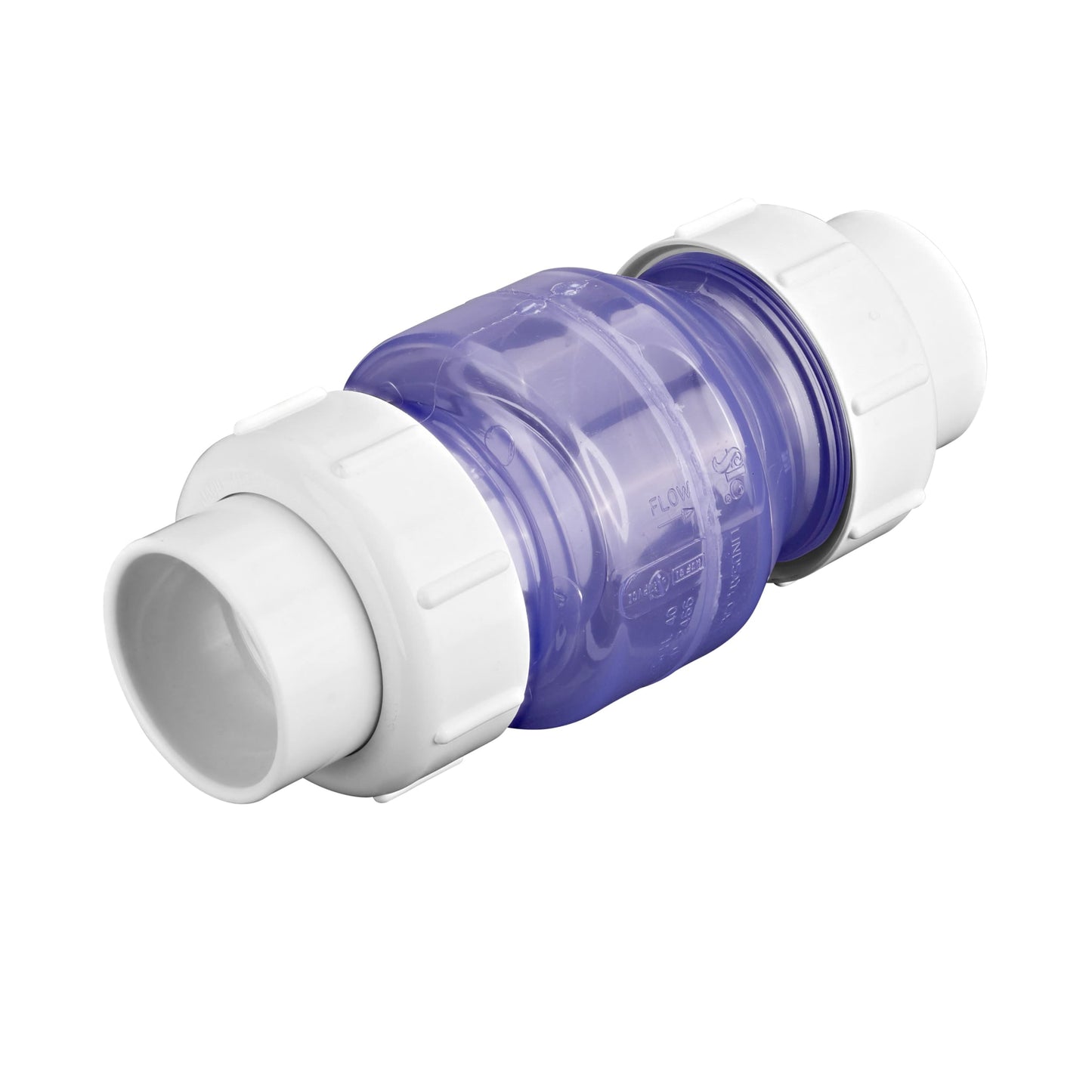 Swing Check Valve, 2" Slip Clear PVC 125 psi 1700 Series True Union Low-Profile with Flow Control