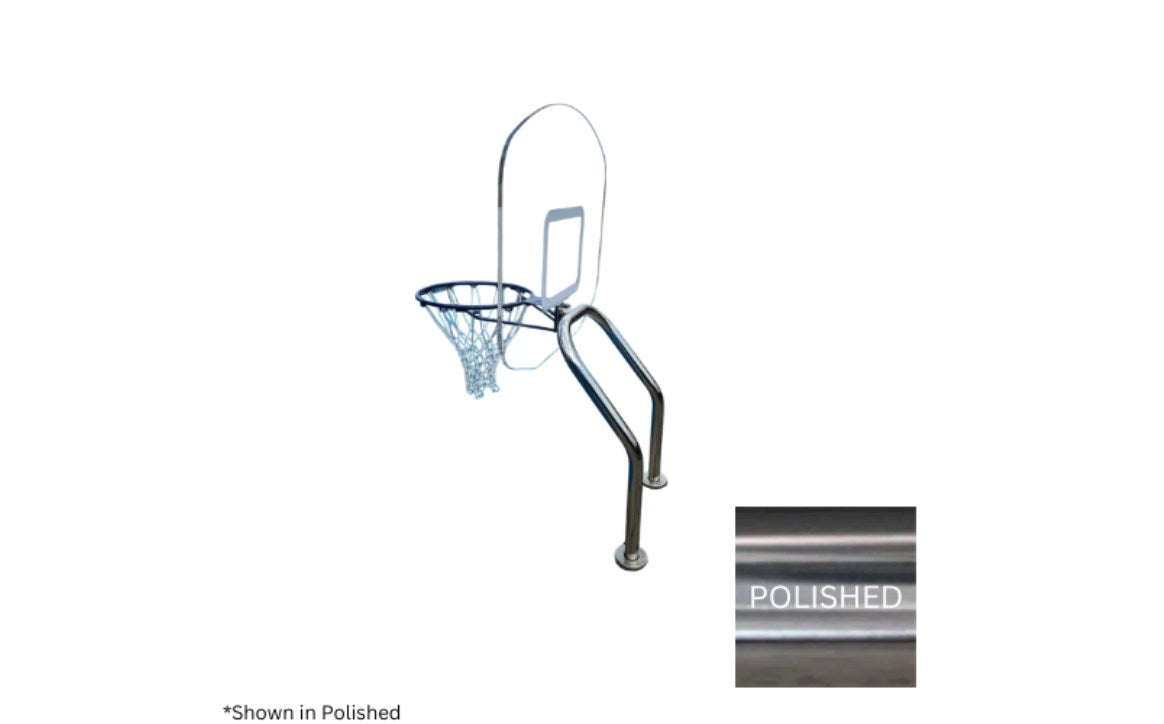 Global Basketball Set, Dual Pole w/ Net & Ball, Polished, No Anchor - GPP-X2BB-SS