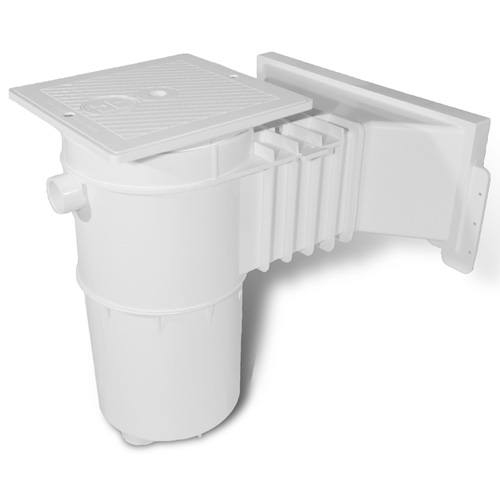 Hayward Vinyl/Fiberglass Auto-Skim Series Wide Track Skimmer w/Outside Mount, 1-1/2" FIP, 9-1/4” Throat Length, Square Lid, White, Vinyl/Fiberglass | SP10852OM