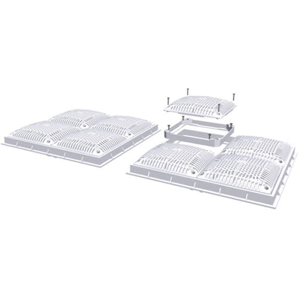 Hayward 18" Dual Pak High Flow Drain Cover and Frame, Square, White | WG1033HF2PAK2