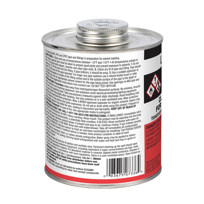 Oatey 7300 Series Uni-Weld All Purpose Clear Cleaner 1 Qt