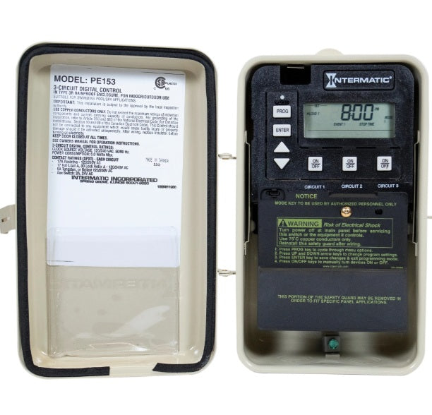 Intermatic PE153PF P153 24-Hour 3-Circuit Electronic Time Control with Freeze Protection