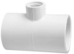 Reducing Tee, 2 x 2 x 1-1/2" Slip x Slip x FPT White PVC Schedule 40