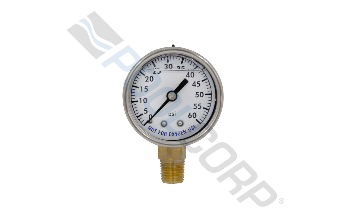 Super-Pro 88060BU 2" Bottom Mount Liquid Filled Pressure Gauge