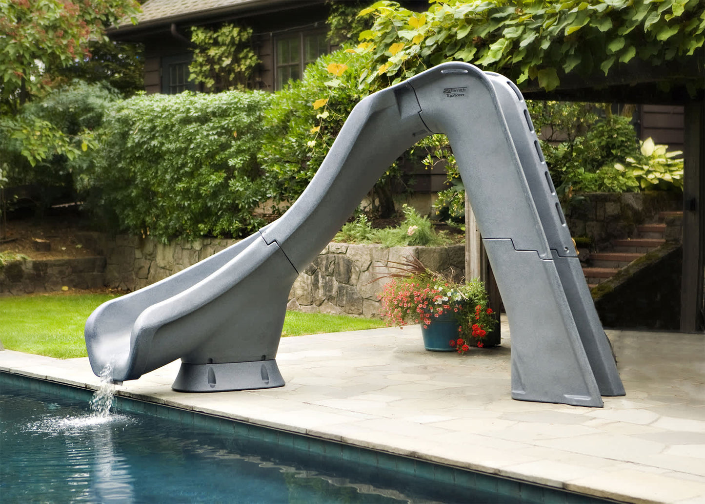 SR Smith Typhoon Pool Slide, Left Turn, Gray | 670-209-58224