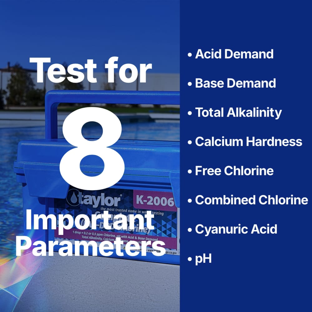 Taylor Service Complete Kit, Chlorine, Ph, Aklalinity, Hardness, CYA, 8-Pack , 2 OZ | K-2006C-8