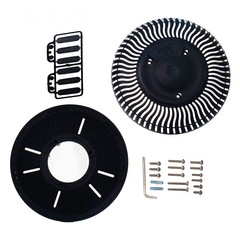 Hayward Paramount SDX2 Retro High Flow Safety Single Drain, Adaptable Back Plate, Round, Black, Concrete - 004192223103