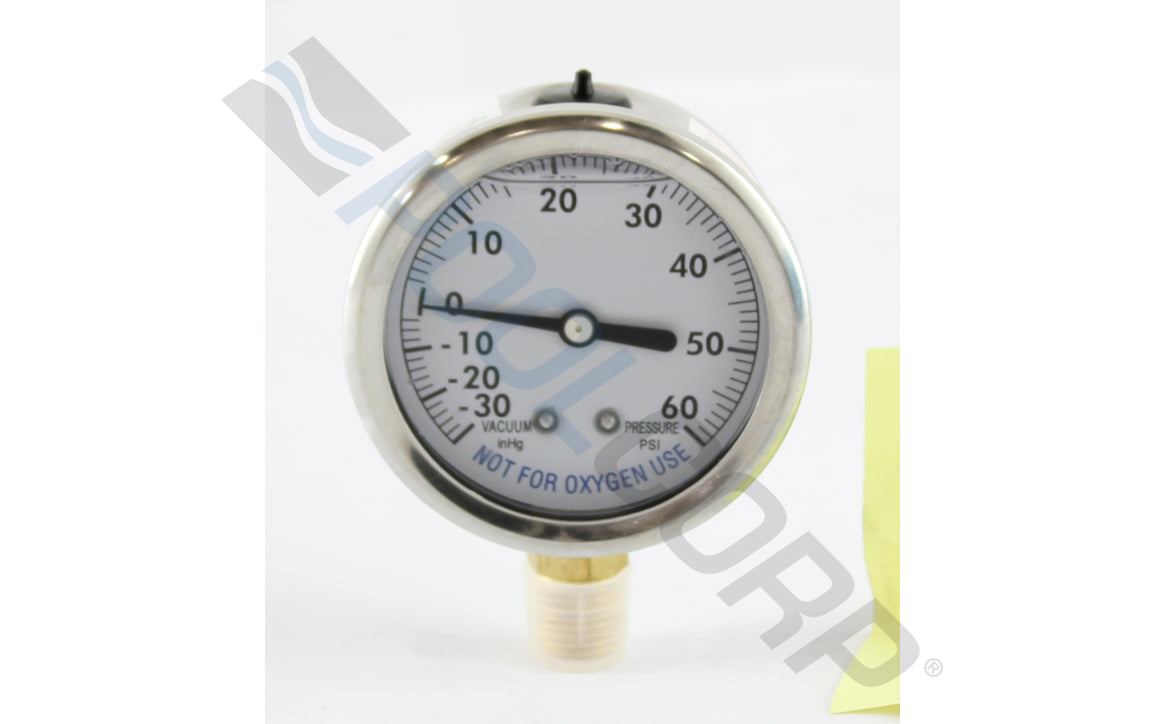 ALF .25" Bottom MT Vacuum/PSI Gauge 2.5" 0-30" HG/0-60PSI