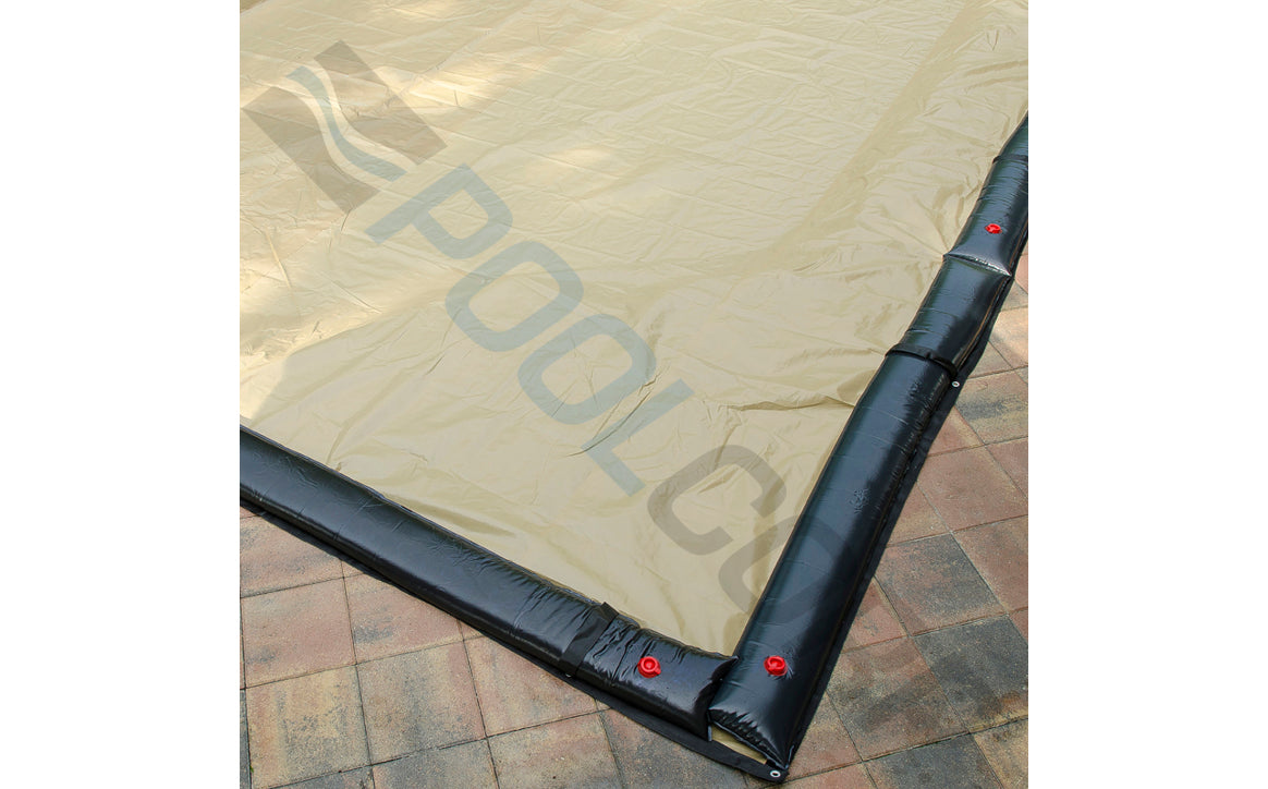 PoolTux BT1224R 17' x 29' Black/Tan Rectangle Emperor Winter Cover for 12' x 24' Rectangle In Ground Pool 