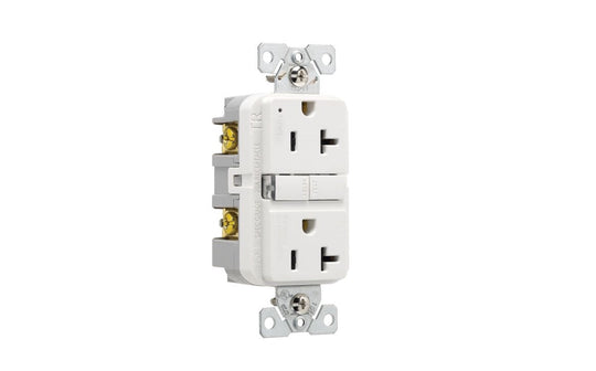 Eaton Tamper Resistant GFCI No Plate 20A White Slim Self Test - TRGF20W