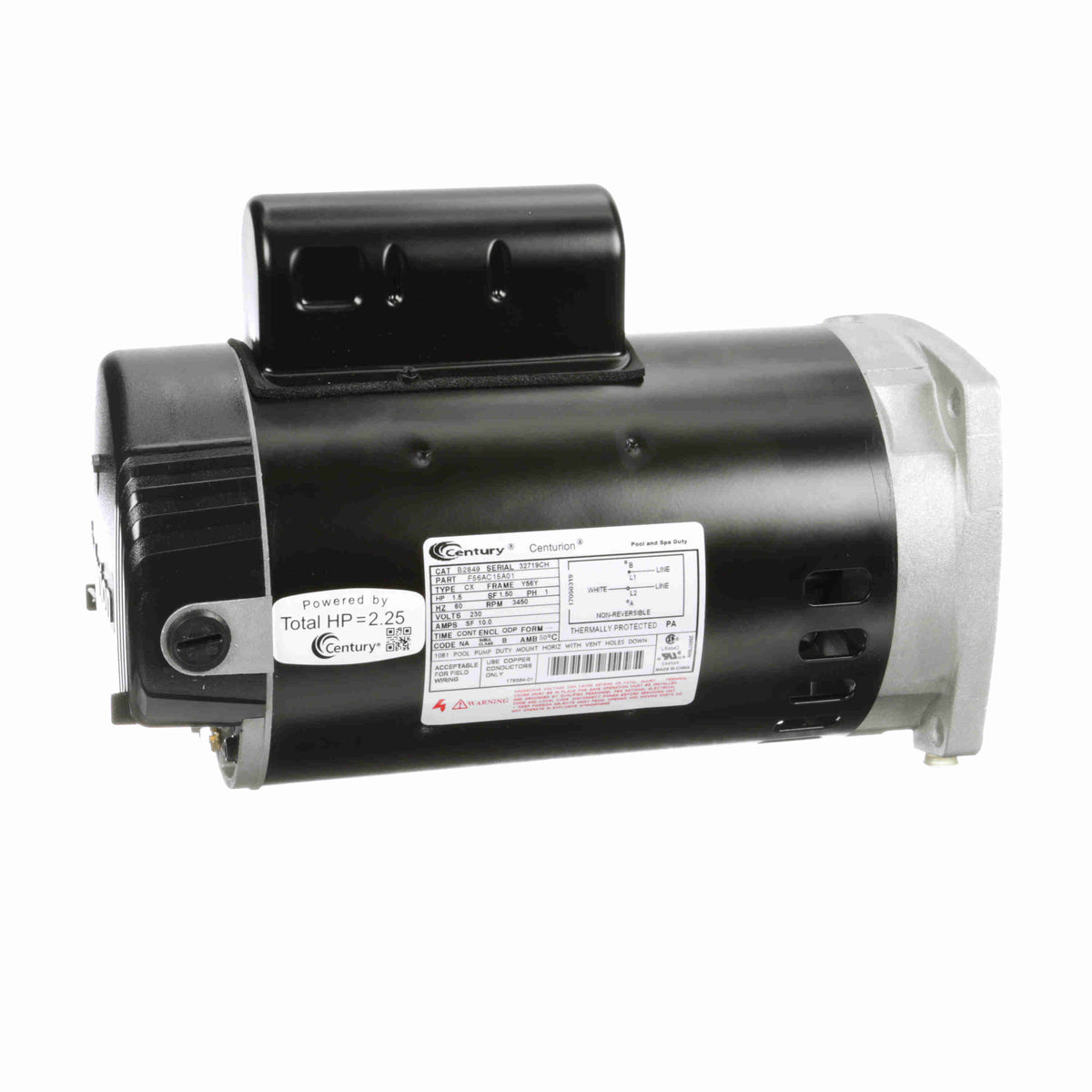 Century Pool Pump Motor 1.5HP 1 Phase 60Hz 230V 56Y | B2849