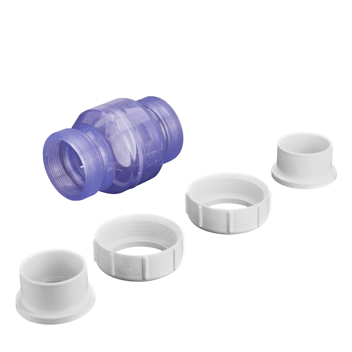 Swing Check Valve, 2" Slip Clear PVC 125 psi 1700 Series True Union Low-Profile with Flow Control