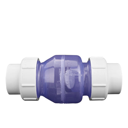 Swing Check Valve, 2" Slip Clear PVC 125 psi 1700 Series True Union Low-Profile with Flow Control