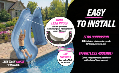 Global Pool Products GPP Bad Axe X6 Pool Slide Blue Quartz, Left, 6' x 7'9" - GPPS-BAX6-BQ-L