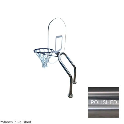 Global Pool Products GPP Basketball Set Polished, Dual Pole 16" Anchor Spacing W/Net & Ball (No Anchor) - GPP-X2BB16-SS