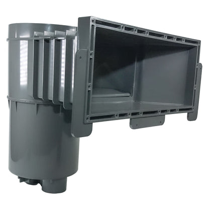 Hayward Vinyl/Fiberglass Auto-Skim Series Wide Track Skimmer w/Outside Mount, 1-1/2" FIP, 9-1/4” Throat Length, Square Lid, Dark Gray, Vinyl/Fiberglass | SP10852OMDGR