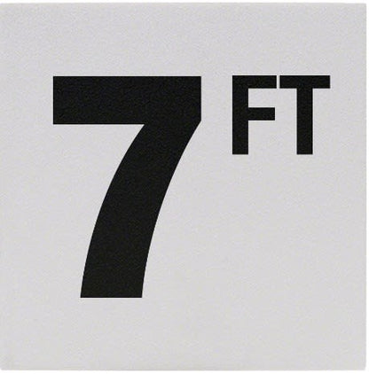 Inlays 7 W/Ft Depth Marker-Ceramic Black/White Skid Resistant 6" Depth Marker 7 Ft Skid Resistant 6In X 6In Ceramic 7Ft Sr | C620070