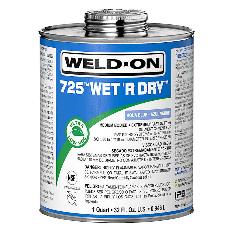 IPS PVC Cement 725 1/4 Pint 10850 Wet Or Dry | Ips725Pt
