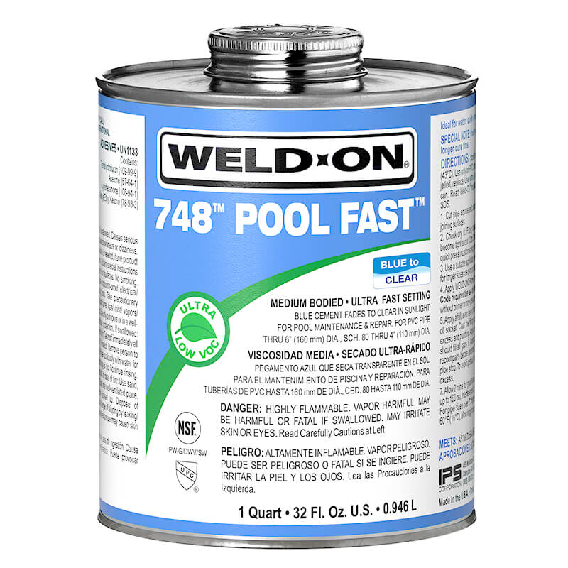 IPS Weld On 748 Blue Pool Fast MB PVC Cement 32 Oz | IPS13342