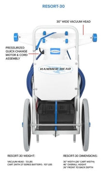 Hammerhead with 60' Cord & Charger 30" Portable Vacuum - RESORT-30