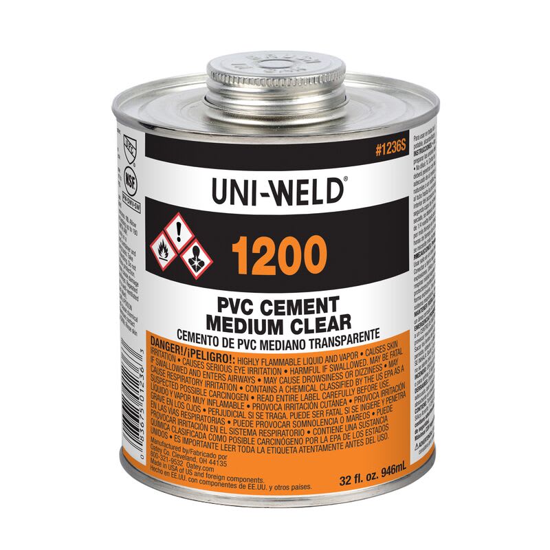 Oatey 32 oz 1200 Series Medium Bodied For Up to 6" Dia PVC Pipe and Fittings of All Schedules and Classes PVC Solvent Cement | OTY1236S