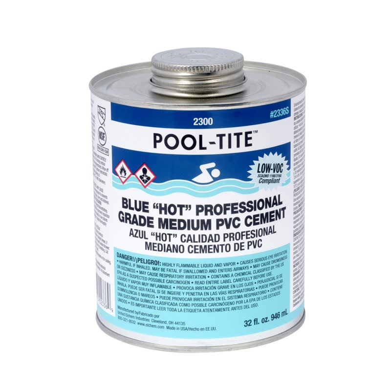Oatey Quart Pool-Tite PVC Med Hot Blue Cement Glue Pool-Tite Quart Low V.O.C. - Texas | 2336S