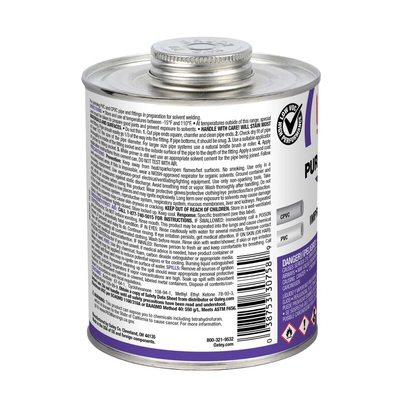 Oatey S.C.S Primer, 32 oz Metal Can Purple Low VOC
