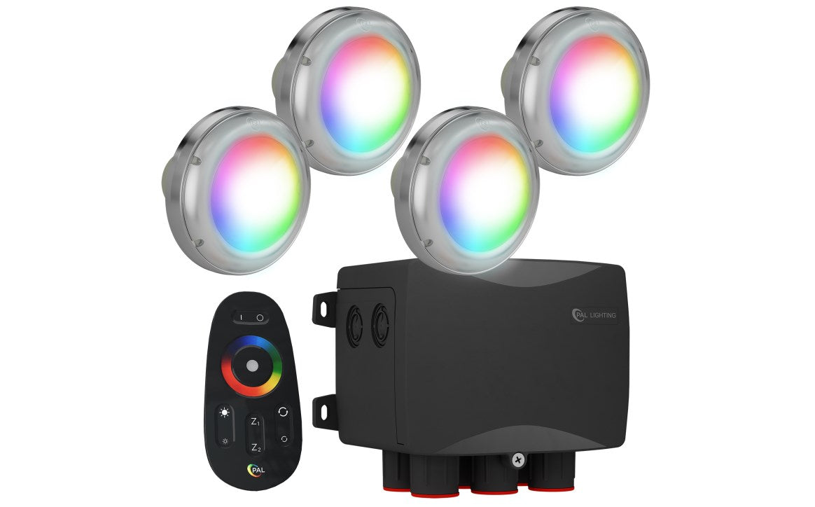 PAL Lighting 3 1/3" 65W Treo Max Multi-Color 4 Light Pack with WiFi - 64-EGTMXPK4-WIFI