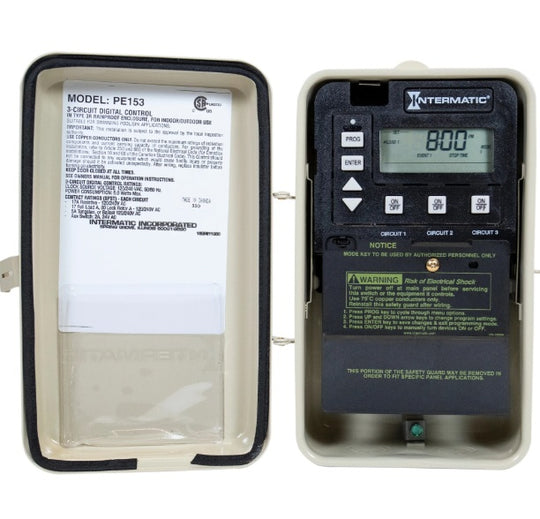 Intermatic PE153PF P153 24-Hour 3-Circuit Electronic Time Control with Freeze Protection