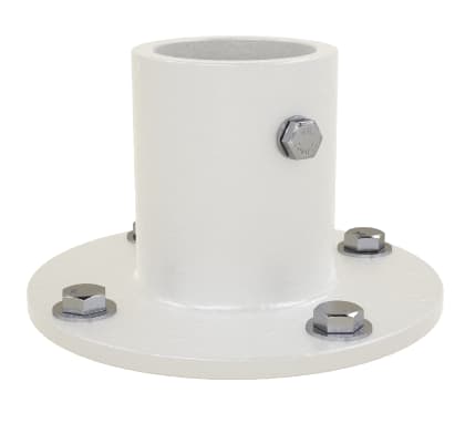 Perma-Cast 1.9" White Aluminum Deck Anchor Flange w/ Hardware, 4 Hole | PF-3119-A