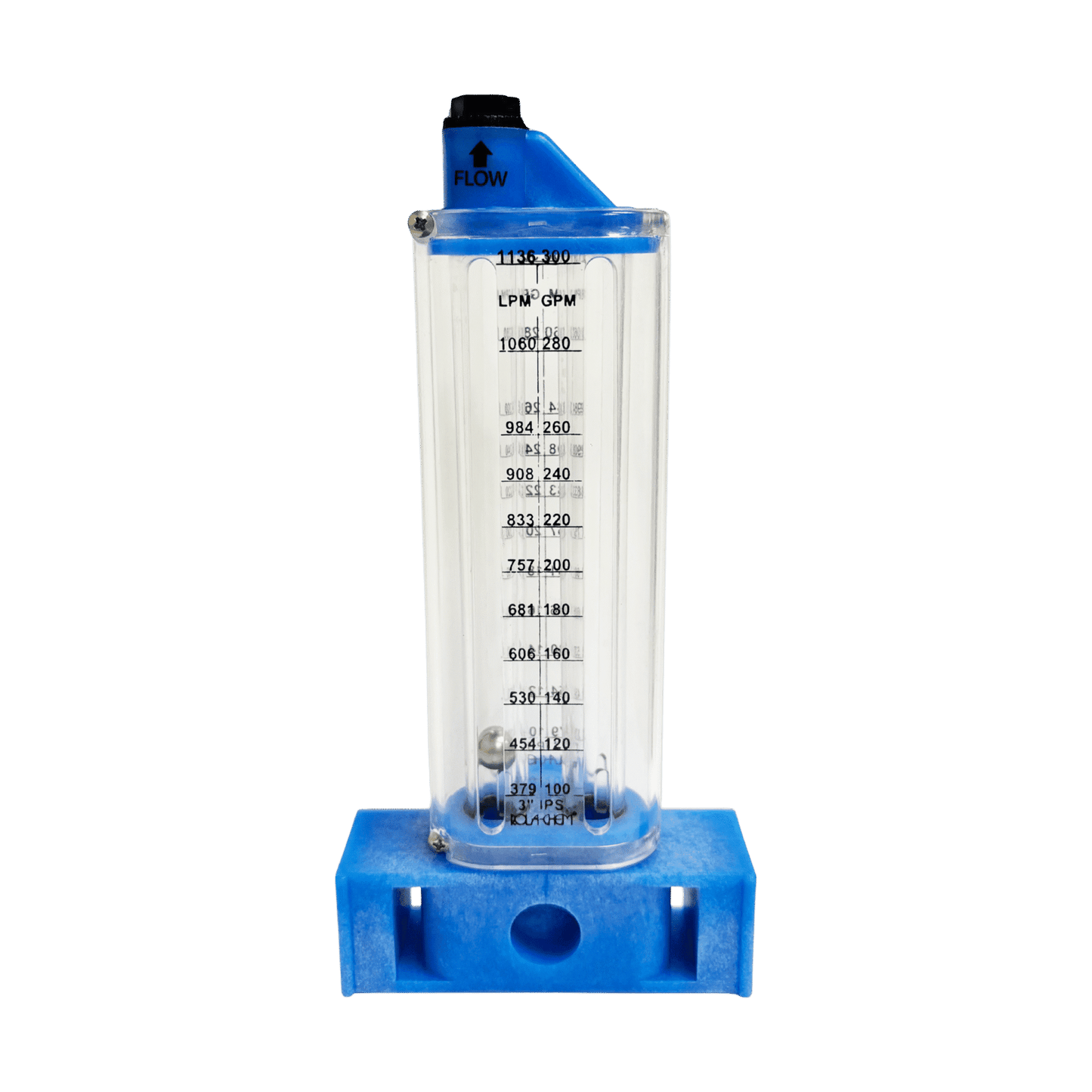 Rolachem 3" PVC Flowmeter, Vertical Mount, For Vertical Pipe, 100 - 300 Gpm , 3" | 570371V