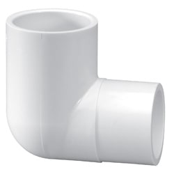 Street Elbow, 1" Spigot x Slip White PVC Schedule 40 90 Degree