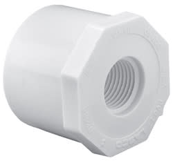 Reducing Bushing, 1/2 x 1/4" Spigot x FPT White PVC Schedule 40