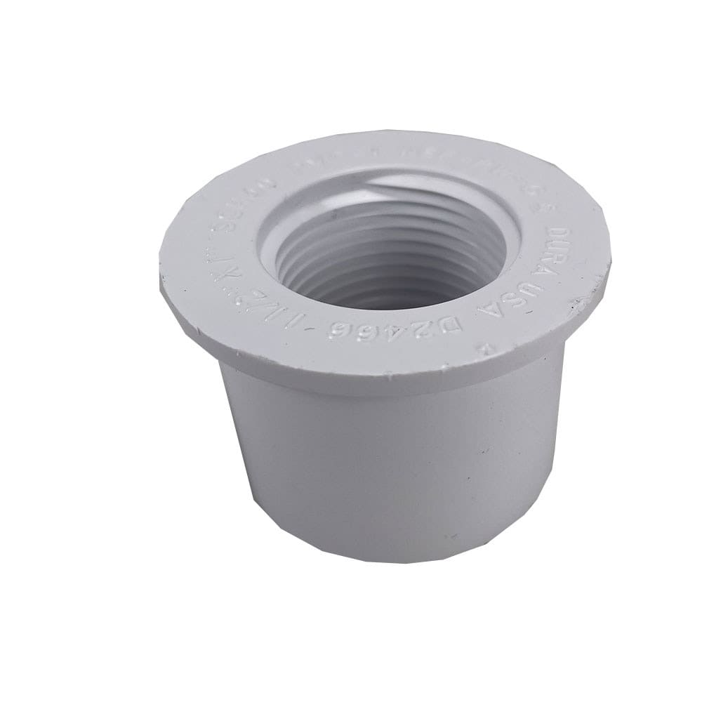 Reducing Bushing, 1-1/2 x 1" Spigot x FPT White PVC Schedule 40