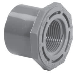 Reducing Bushing, 2 x 3/4" Spigot x FIPT Gray PVC Schedule 80 Flush Style