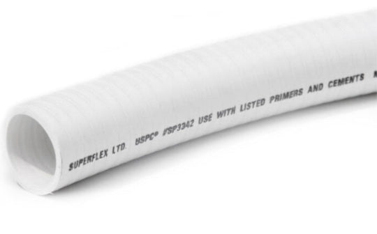 Superflex SCH40 Flexible PVC Pipe 1"x50' White - S-100-50WH