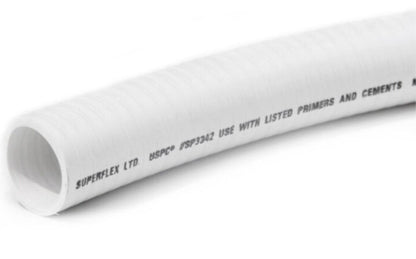 Superflex SCH40 Flexible PVC Pipe .75"x50' White - S-034-WH-50