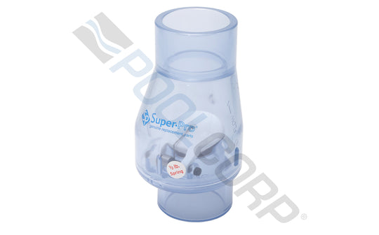 Super-Pro® SP0821-15C 1.5"S Clear Swing PVC Check Valve with 0.5 lb Spring