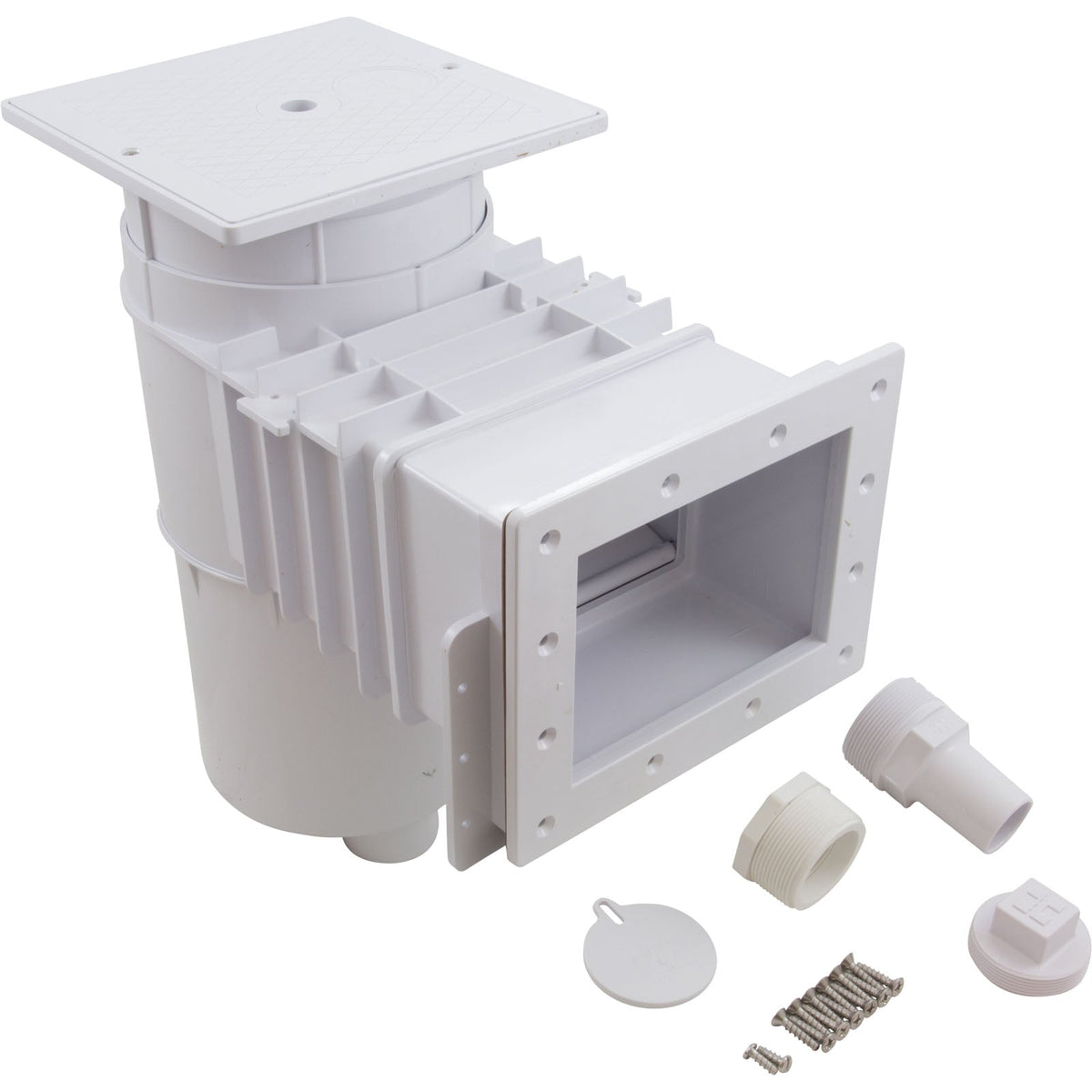 Hayward Vinyl/Fiberglass Auto-Skim Series Skimmer w/Square Cover, 2" Threaded, White - SP1084