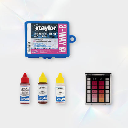 Taylor 3-Way DPD Test Kit for Free Chlorine, Bromine, pH | K-1001-12