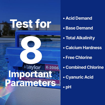 Taylor Service Complete Kit, Chlorine, Ph, Aklalinity, Hardness, CYA, 8-Pack , 2 OZ | K-2006C-8