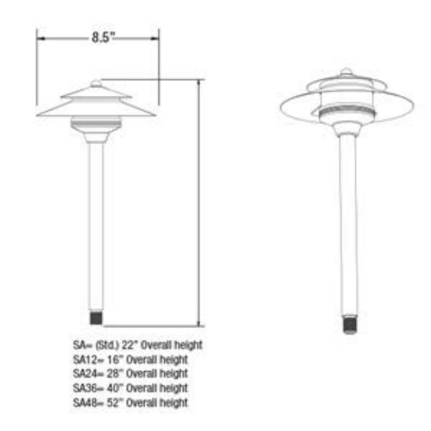Odyssey Series Saturn Area Light Path Light Fixture Brass 18" Riser (No Bulb) | SA-NL