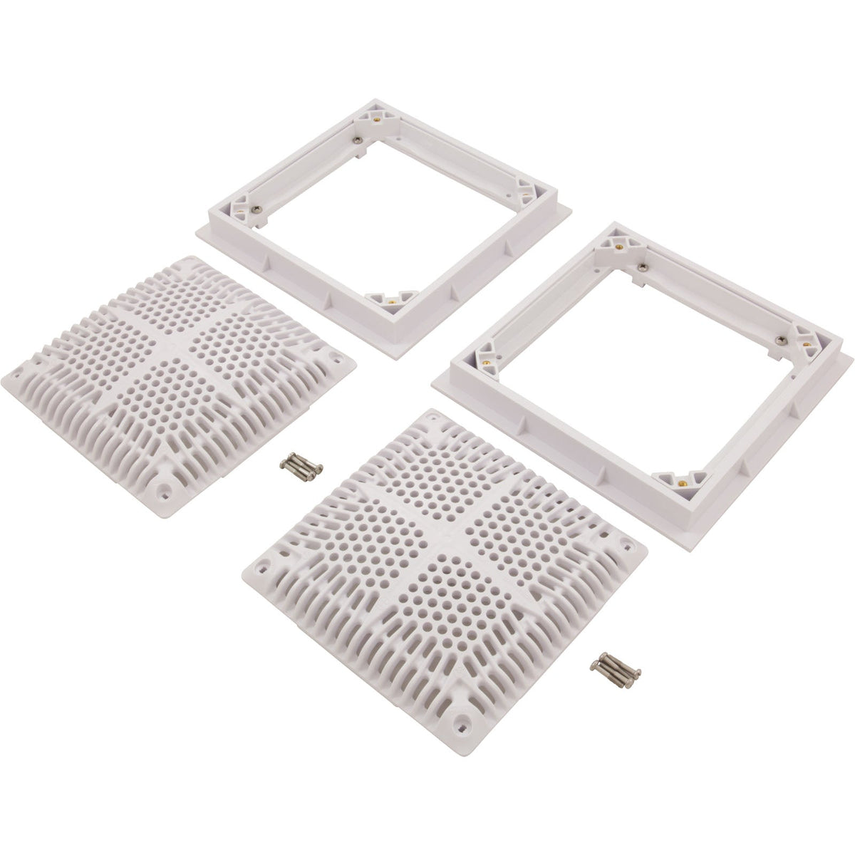 Hayward 9" Dual Pak High Flow Drain Cover and Frame, Square, White - WG1031HF2PAK2